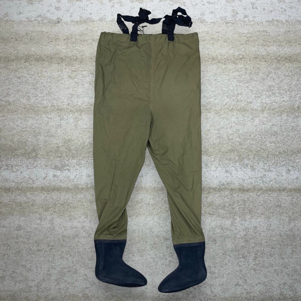 Vintage 90s Orvis Waders Mens L Baggy Military Green Polyester Water Resistant